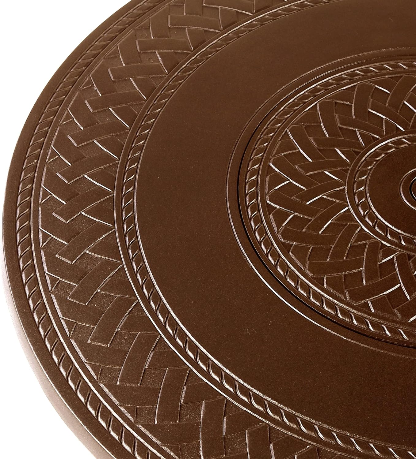 Round 34 in. x 34 in. Aluminum Propane Fire Pit Table with Glass Beads, Two Covers, Lid, 37,000 BTUs in Brown Finish