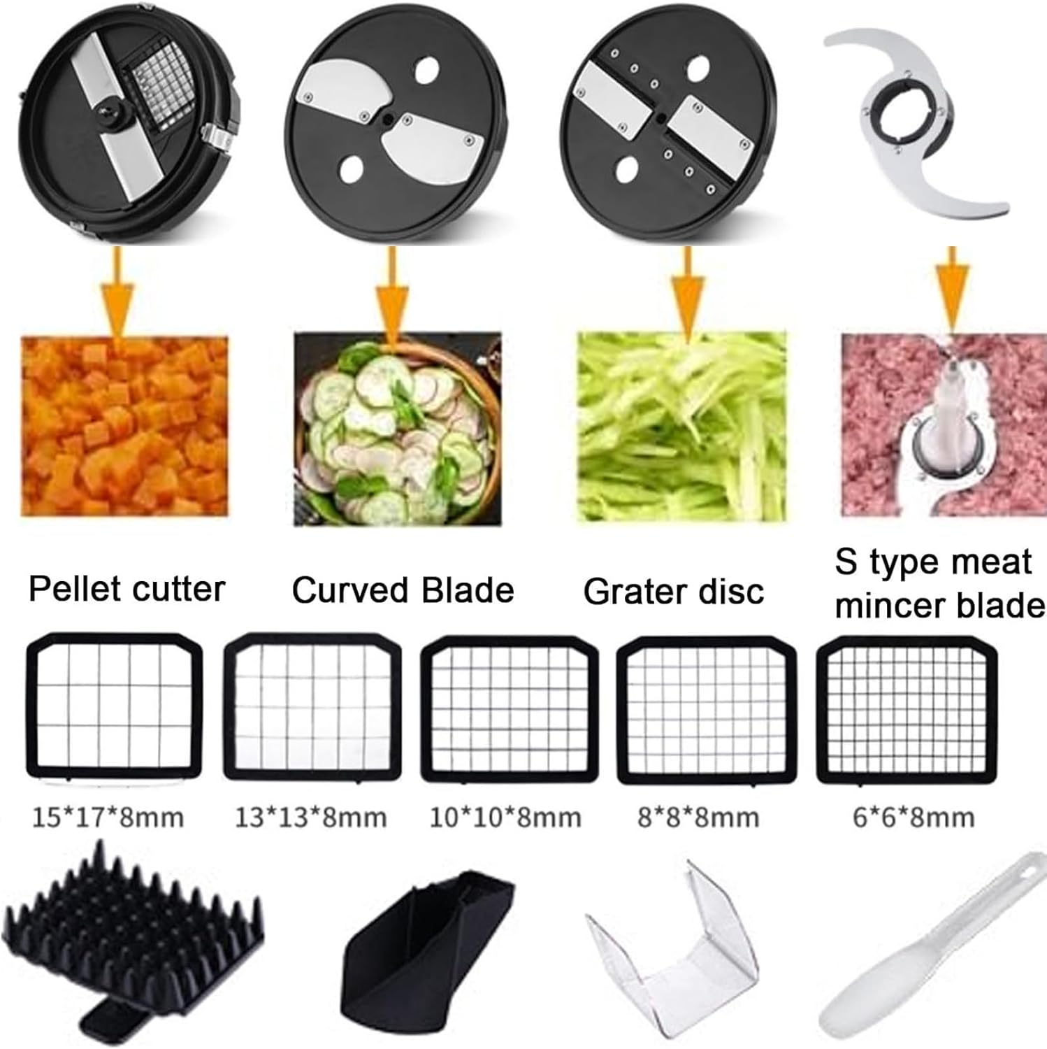 600w Commercial Vegetable Dicer Electric Fruit Dicing Machine Electric Carrot Potato Onion Granular Cube Cutting Shredder Food Processor, with 5 Grid Blades & 4 Blade Discs