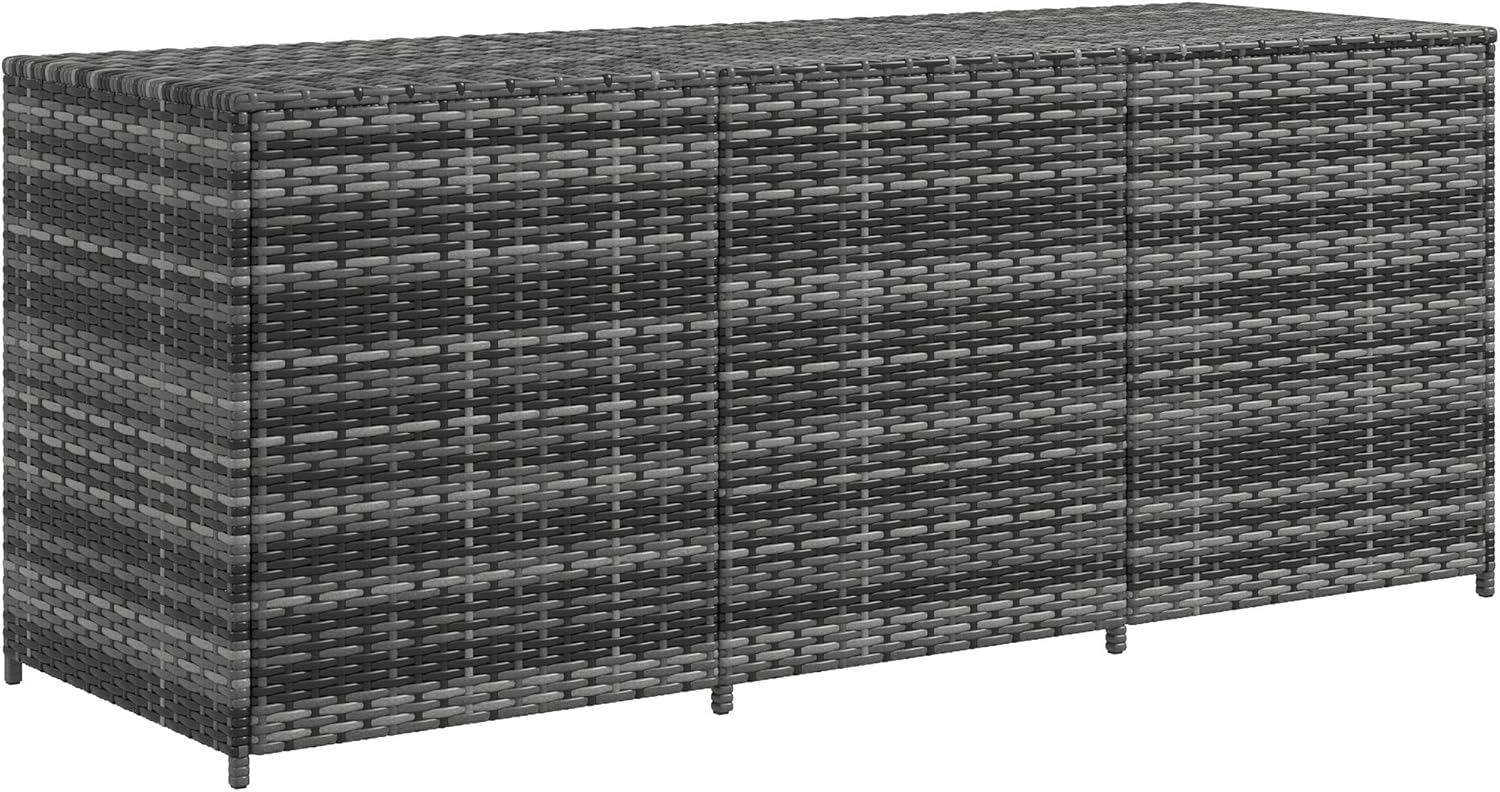 175 Gallon Outdoor Storage Box with Inner Liner – PE Rattan Wicker Deck Box, Pneumatic Bar Lift for Indoor & Outdoor, Patio Furniture Cushions, Pool Toys, Garden Tools