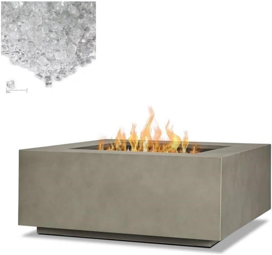 Home Square 2-Piece Set with Square Propane Fire Table & Fire Glass