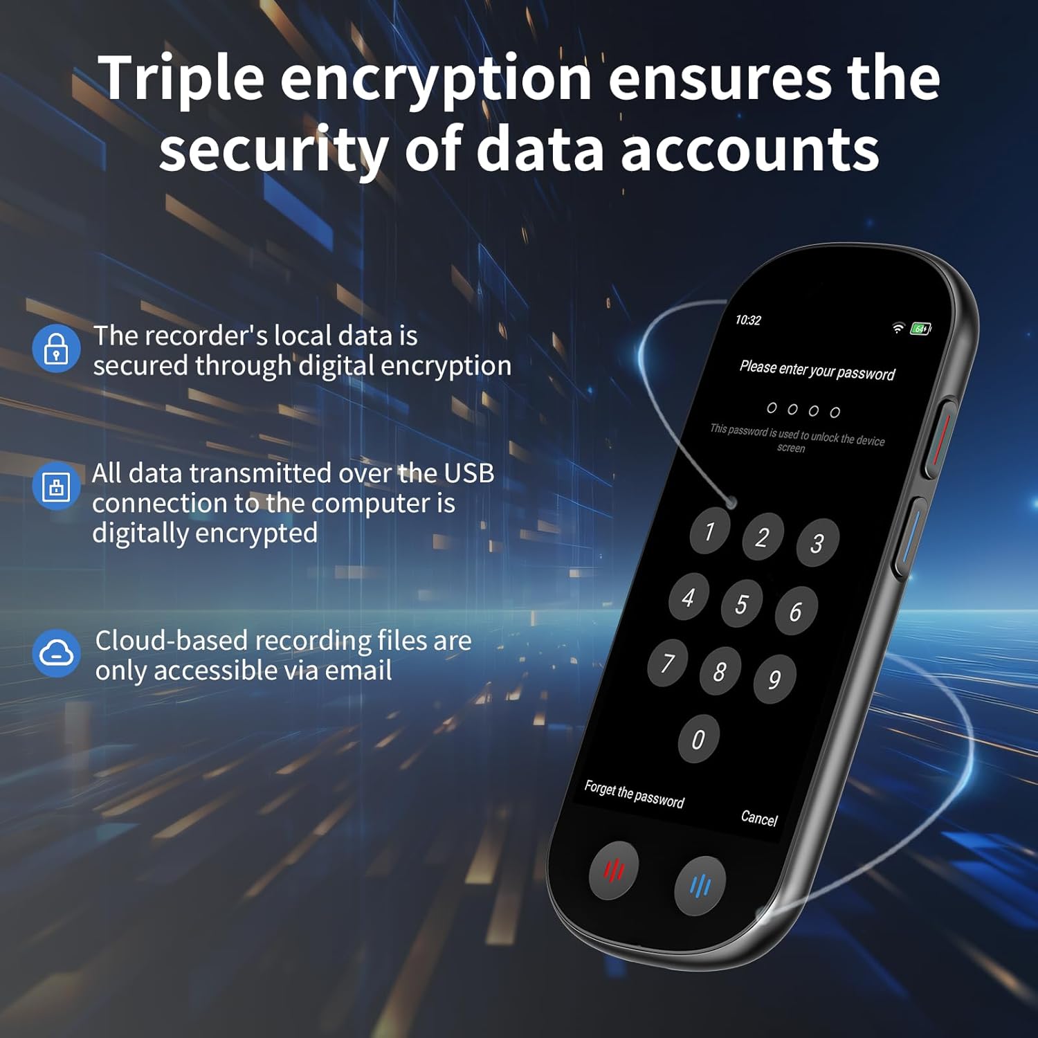 AI Voice Recorder with Playback, 80GB Memory Note Recorder Supports 134 Languages & Real Time Transcription and AI Summary, Audio Digital Device for Meetings, Lectures, Interviews