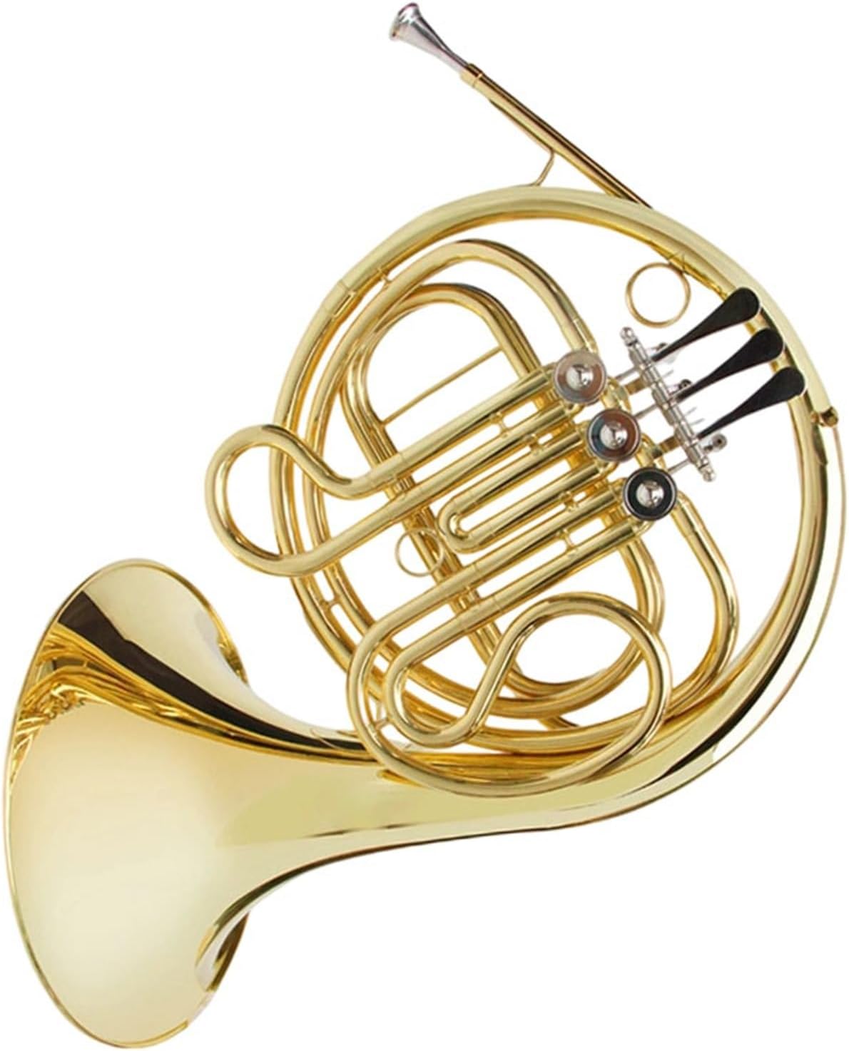 4 Key French Horn Professional Brass Horn Instrument Lacquered Gold F Key Three Single Row