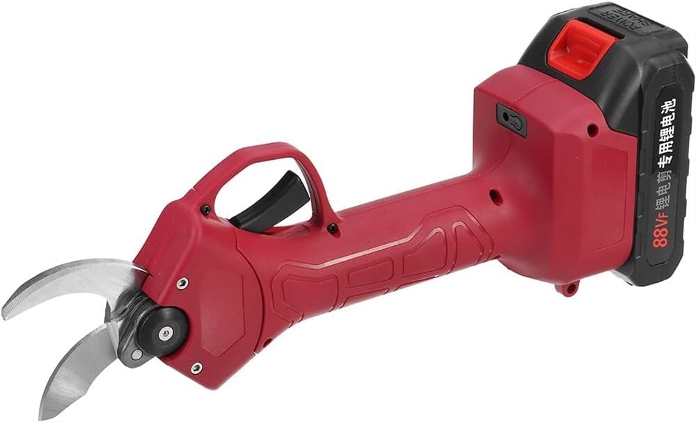 88V Cordless Pruner Electric Pruning Shear with 9000Mah Lithium-Ion Battery Pruning Branches Cutter (Color : Red, Size : 1 battery)