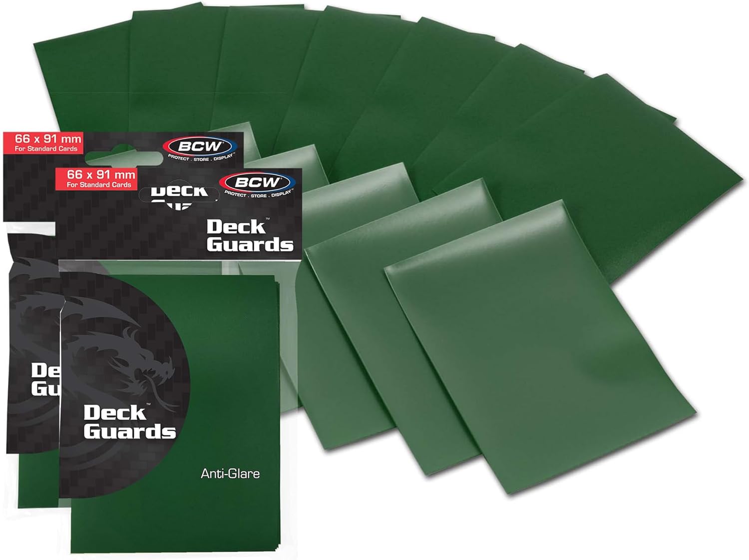 BCW Deck Guard - Double Matte Green Card Sleeves | Acid-Free, Archival-Safe, No PVC | Anti-Glare Matte Finish | Fits Standard 2½