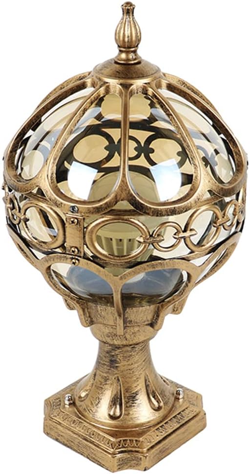 Outdoor Post Lights Fixture Glass E27 Cylindrical Lamp Waterproof Traditional Deck Lighting Outdoor Column Lights with Mount Base, Exterior Patio Pillar Lights Outdoor Fixture