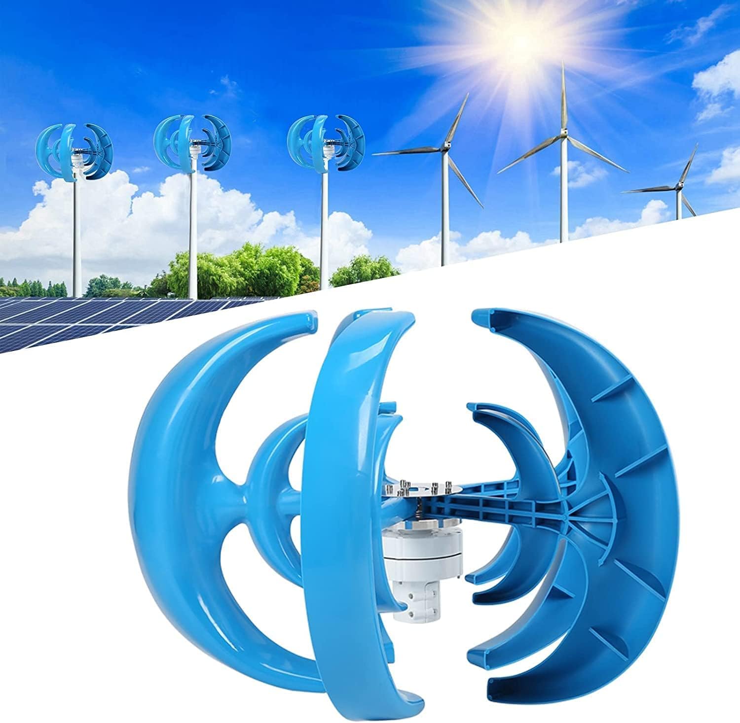 Wind Turbine 10000W 5 Blade Wind Vertical Axis Generator AC Permanent Magnet Generator Wind Turbine Kit with Controller for Wind Solar System