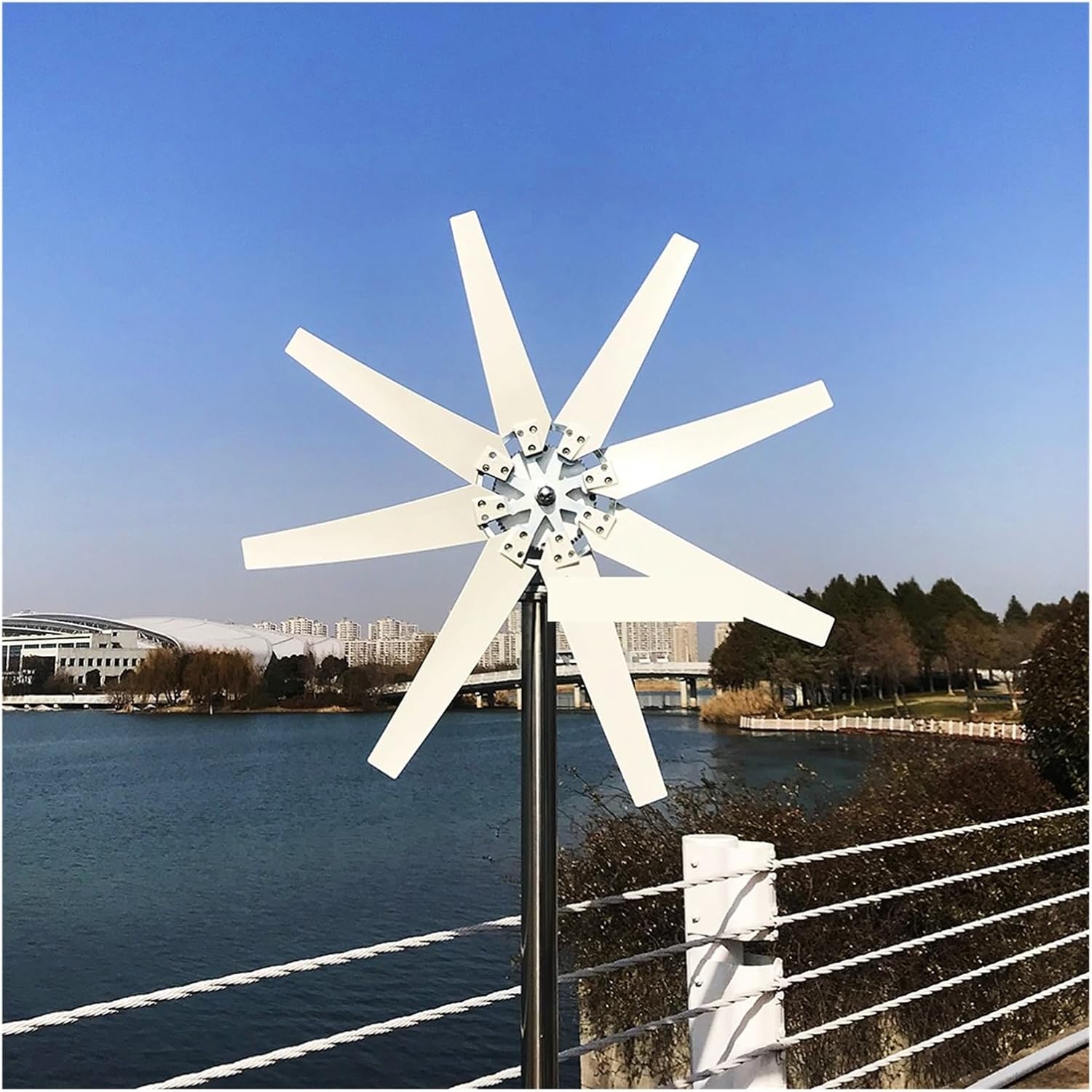 Wind Turbine Generator 8 Blades 2000w 12v 24v 48v with Mppt Hybrid Charge Controller for Home Use Low Starting Speed for Home(Wind Turbine Only,24V_1000W)