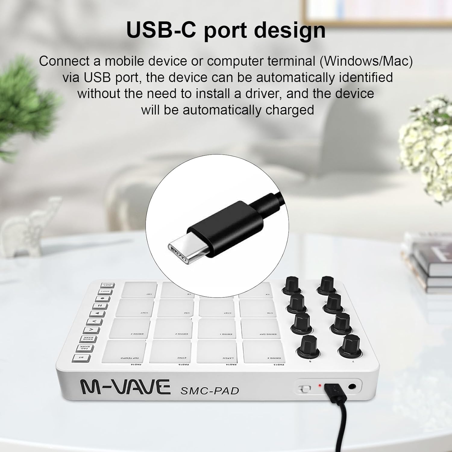 controller,HUIOP midi controller,MIDI Controller Strike Pad RGB Backlight MIDI Keyboard BT Connection Low Latency 3.5mm Output Interface ith 16 Strike Pads 8 Assignable Knobs Note Repeat Portable MIDI