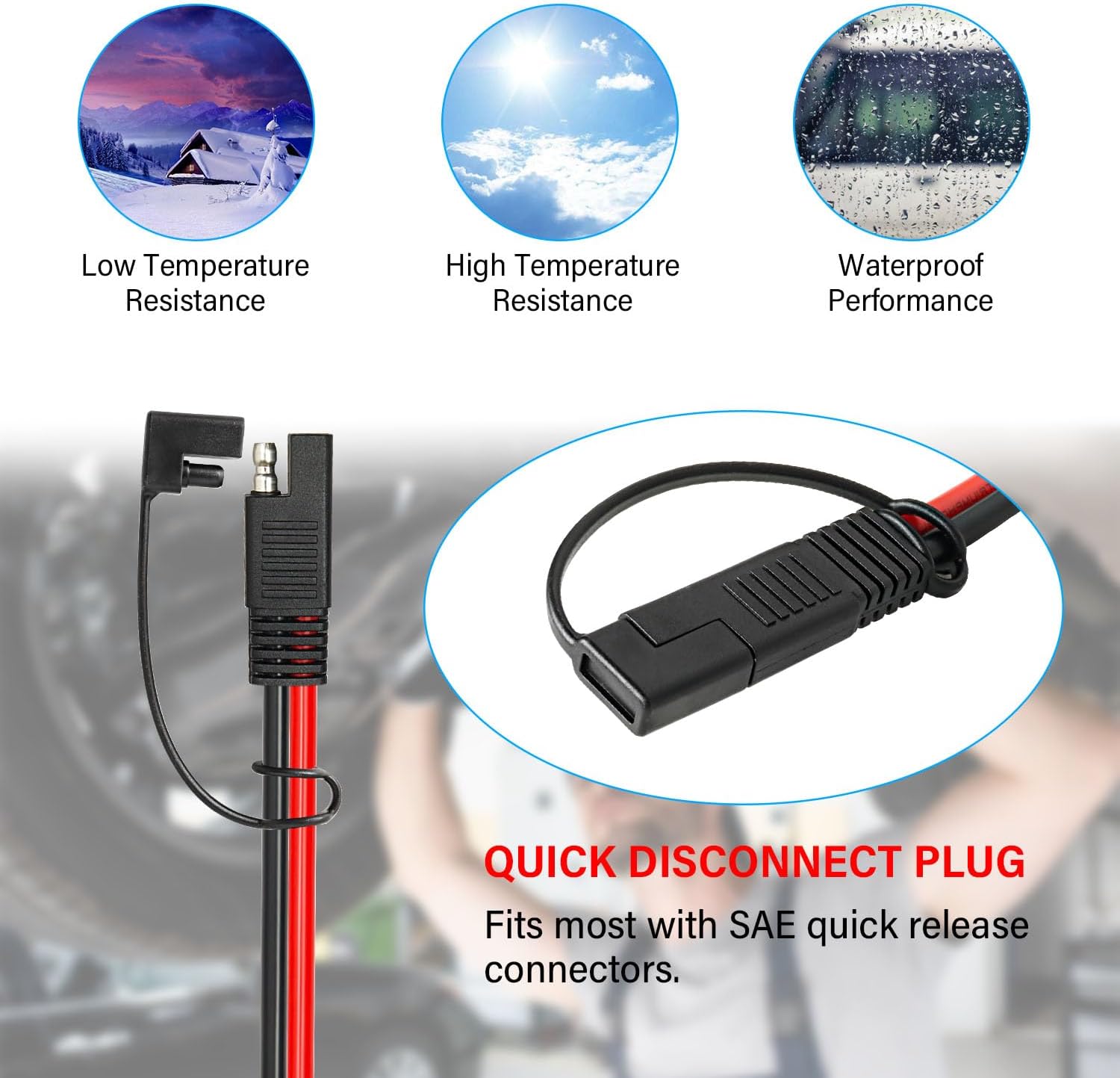 10 AWG SAE Extension Cable - 50FT Quick Disconnect Wire Battery Charger Extension Cord with SAE Polarity Reverse Adapter for Solar Panel, Trolling Motor, Automotive, RV