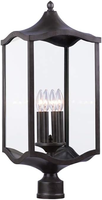 Kalco 404500AI Lakewood Outdoor Post, 4-Light 240 Total Watts, Aged Iron