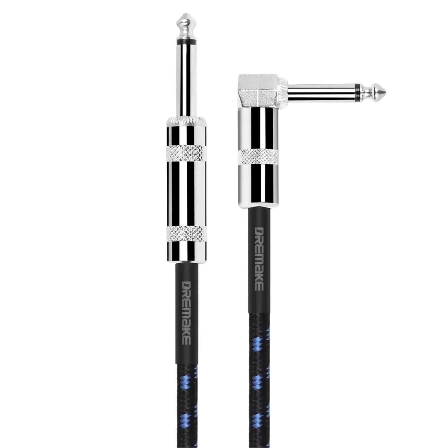 Guitar Cable Jack 6.5mm to 6.5mm 1/4'' Mono Patch Cable for Acoustic Guitar Electric Mandolin Pro Audio to Amp/PA Certified(Blue Straight-L,2m)