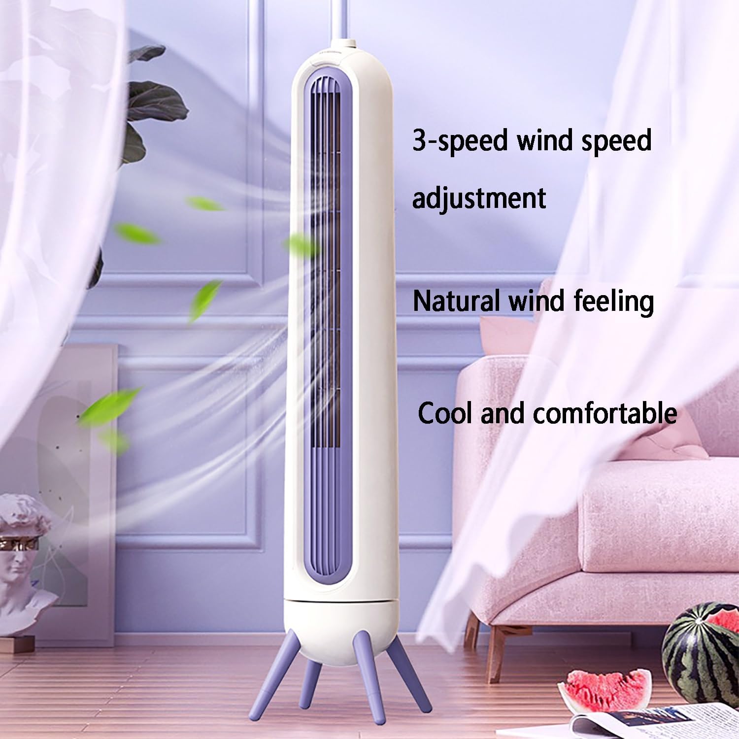 Bladeless Fan/Tower Fan/Standing Fan/Floor Cooling Fan/Silent air Conditioning Fan; Three Wind speeds, Stylish and Elegant, Perfect Match with Various Home Decoration Styles