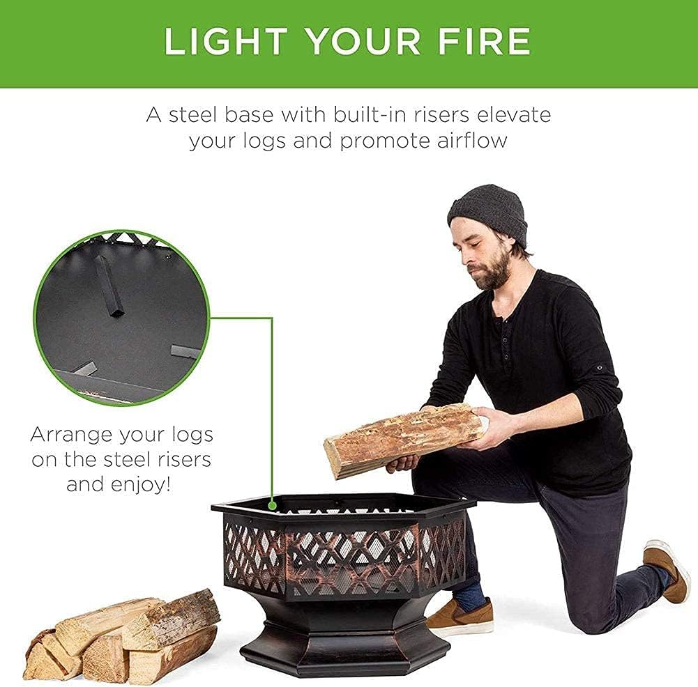 Small firepit, Fire Pit with BBQ Grill Shelf, Outdoor Metal Brazier Heater, Ice Pit, Metal Brazier for Garden Patio Outdoor