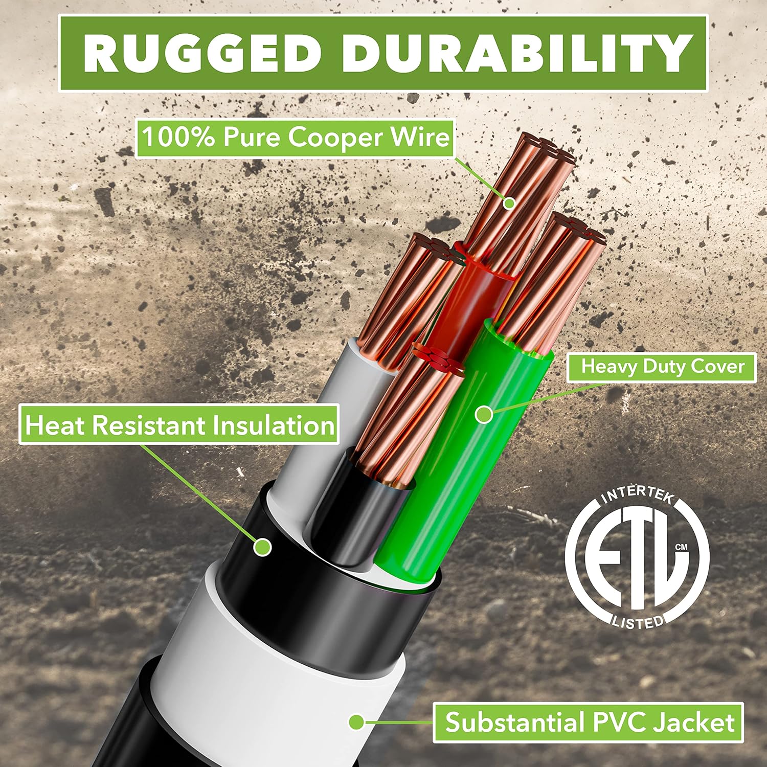 4-Prong 50 Feet 30 Amp Generator Cord, 10 Gauge Heavy Duty L14-30 Generator Power Cord Up to 7,500W (50-Feet)