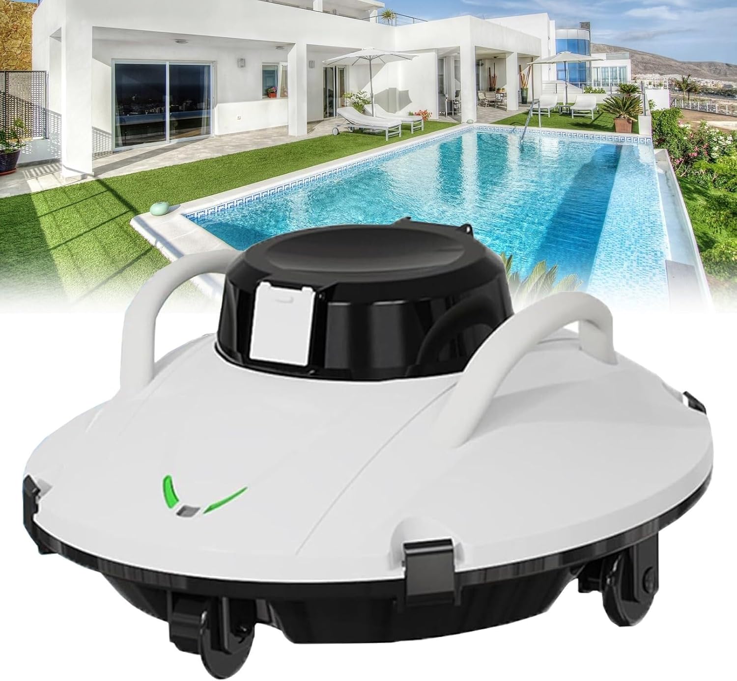 Cordless Pool Vacuum Cleaner Robot, Fully Automatic Pool Cleaner for Swimming & Landscape Pools, Efficient Cleaning with 90-Minute Runtime, 16μm Fine Filter, and Low Battery Return Function