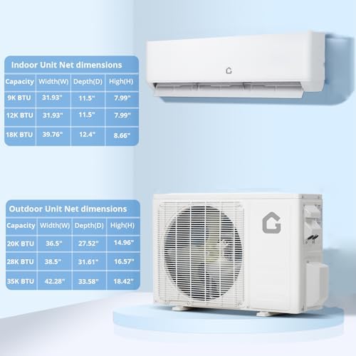 Garvee 35000 BTU Quad Zone Mini Split AC/Heating System, 19 SEER2 4 Zone 12000+12000+12000+12000 BTU Ductless Split Air Conditioner w/Pre-Charged Condenser, Not Include Copper Tube Line Set, 208-230V