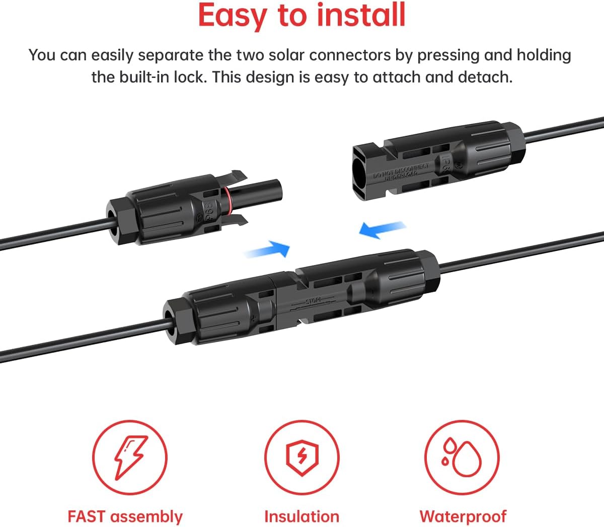12AWG 75FT XT60 Solar Cable 2 10 25 35 50 75 100FT XT60 Extension Cable Solar Panel Connector to XT60 Connector for Portable Power Station (75FT)