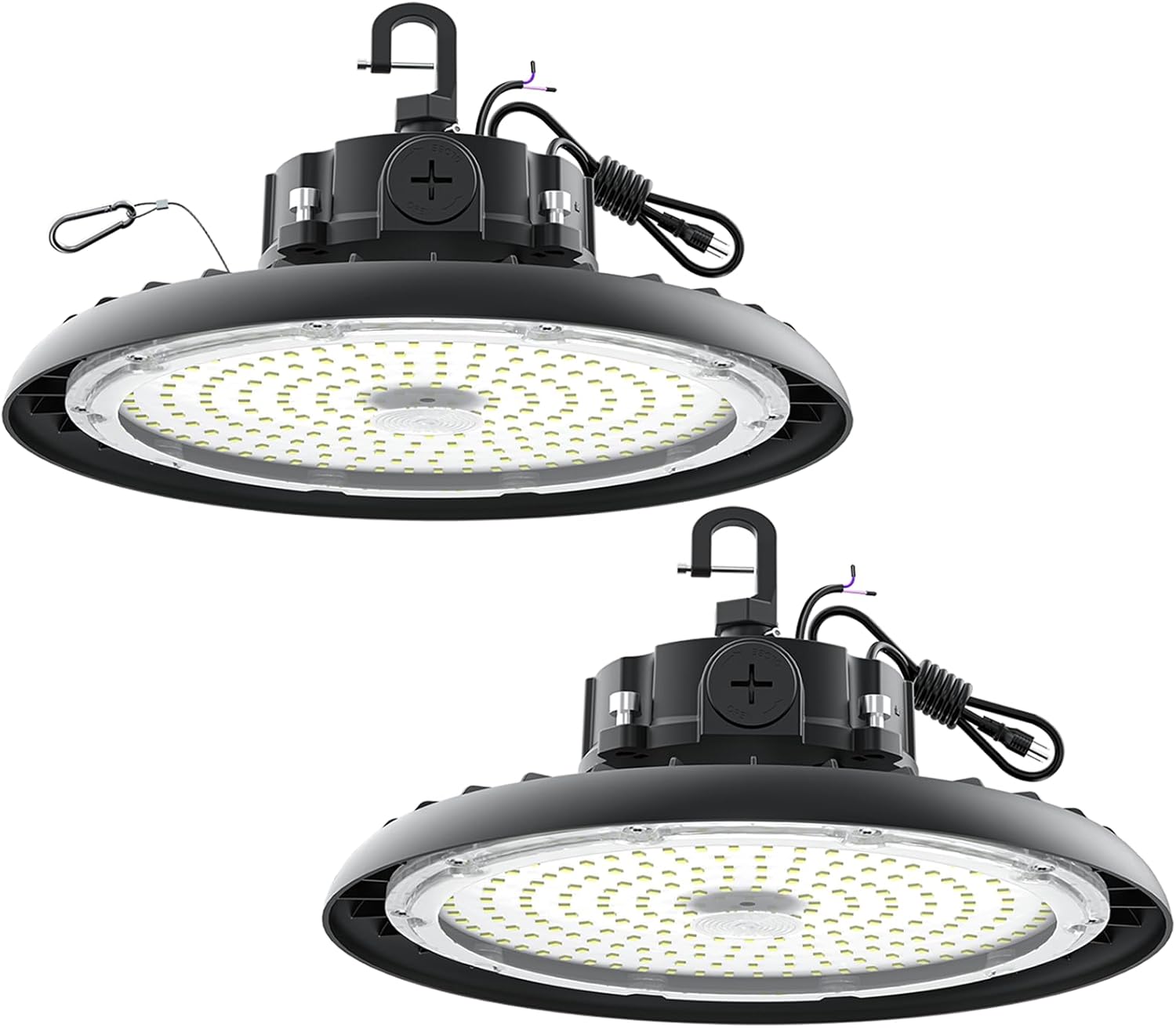 LED High Bay Lights 180W UFO Shop Lights 32400 LM 6000K Commercial Bay Lighting Fixture IP65 5ft Cable Plug & Play for Warehouse Factory Garage Workshop Barn 2 Pack