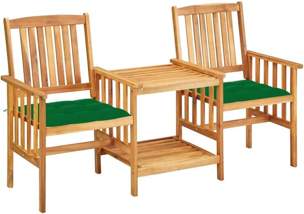Furniture Sets Patio Chairs with Tea Table and Cushions Solid Acacia Wood,Rustic Acacia Wood Bistro Set for Outdoor Comfort and Style Garden Conversation Sets