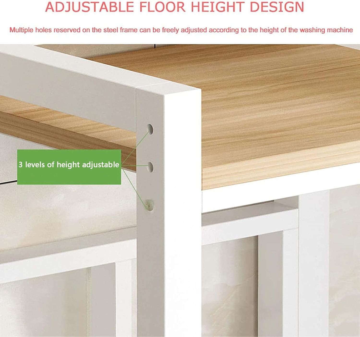 Washing Machine Shelf Drum Dishwasher Storage Shelf Floor 2 Tier Dryer Upper Stacking Rack Suitable for Bathroom, Kitchen, Balcony, Laundry Room, Bearing Capacity 300kg