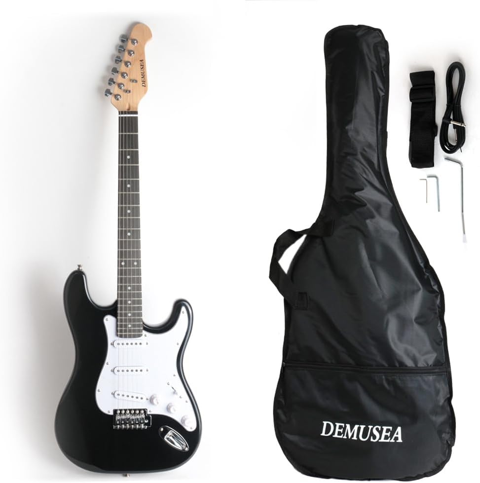 DST-30 Full Size Electric Guitar Beginner Starter Practic With Gig bag And Strap (DST-30, Black)