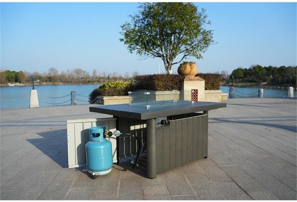 Direct Wicker Gray Cast Iron Propane Outdoor Fire Pit Table with Lid