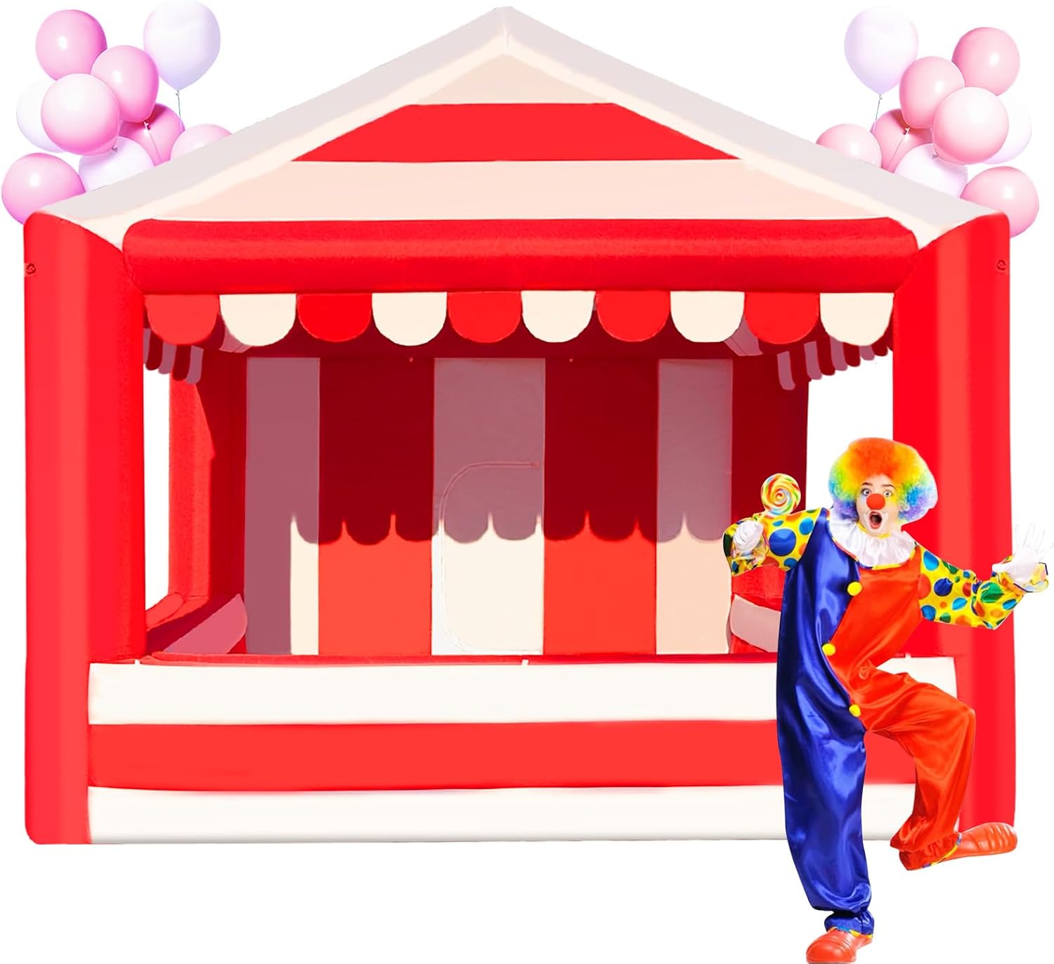 Inflatable Canopy Tent 13x13,Advertising Outdoor Shade Tent with 550w Air Blower,Red & White Striped for Tradeshow,Promotion Events, Parties, Camping