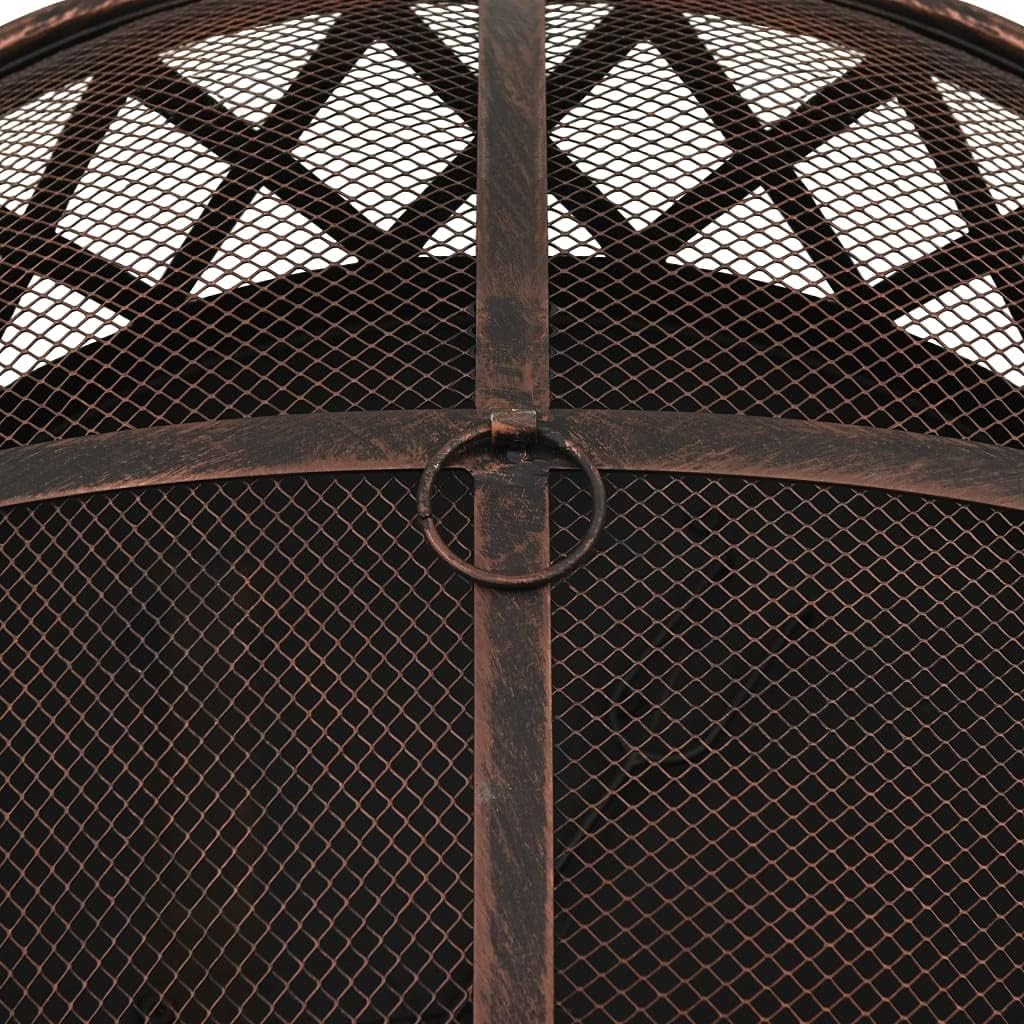 vidaXL Rustic Fire Pit with Poker Outdoor Garden Patio Balcony Backyard Fire Bowl Fireplace Furnace Heater Warmth Burning 29.9