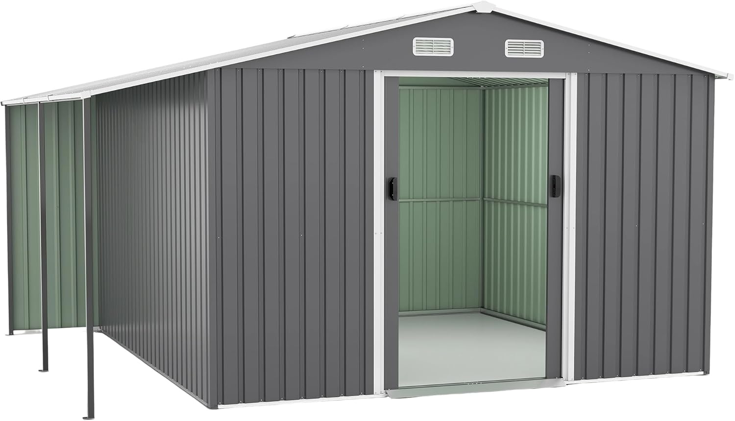 10x12 Ft Outdoor Storage Shed, Extra Large Metal Shed with Lockable Doors, Windows, Outside Steel Tiny House Ideal for Garden, Backyard, Patio Utility, Tool Storage, Chicken Coops(Dark Gray)