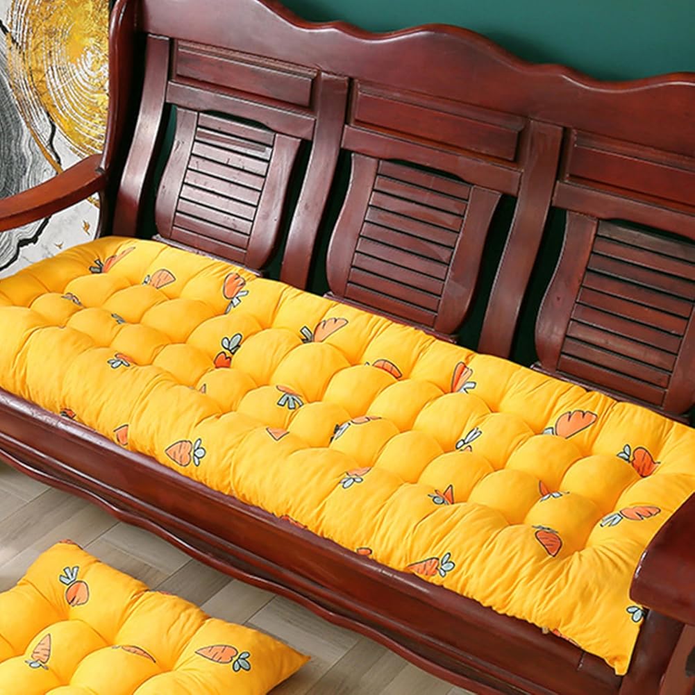 KNVSS Garden Lounger Cushion Outdoor Indoor Lounger Cushion with Laces, Bench Cushion for Non-Slip Garden Furniture, Thicken Long Quilted Seat Pads Indoor Outdoor Relaxer Soft Cushion, 60x19IN