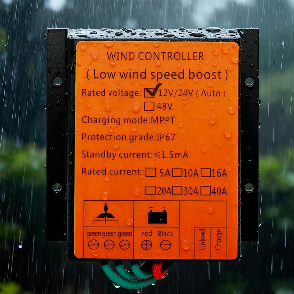 1500W Wind Turbine Charge Controller 12V/24V/48V Auto MPPT Low Wind Speed Boost IP67 Wind Regulator for Wind Power System Battery Charging (Yellow),Yellow,220V