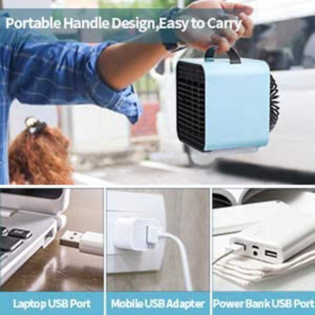 Portable Air Conditioner Mini Air Cooler Fan Fast Cooling Air Conditioner Unit with LED Lights USB Humidifier Mobile Air Conditioner for Home and Office