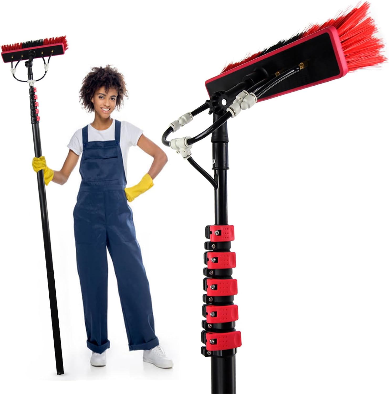 Professional Telescopic Glass Cleaning Solar Panel Window Cleaning Car Glass Rubber Brush for Solar Panel RV Pool (Size: 36FT)