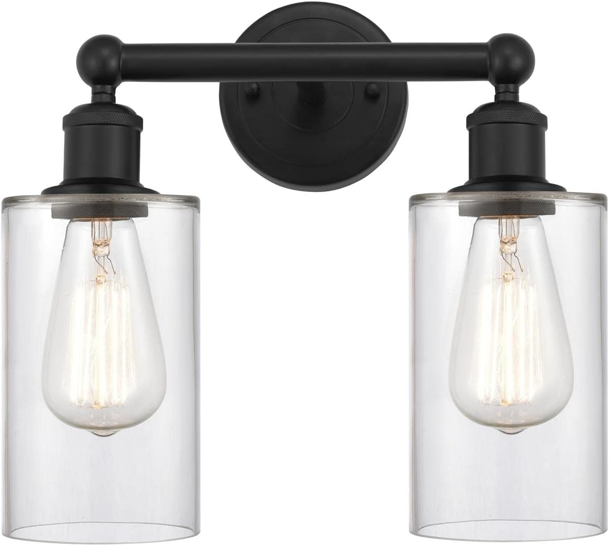 Innovations Lighting 616-2W-BK-G802 Clymer - 2 Light Bath Vanity in Art Deco Style-11.38 Inches Tall and 12.88 Inches Wide, Finish Color: Matte Black, Glass Color: Clear