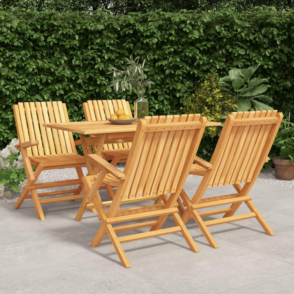 5 Piece Patio Dining Set Solid Wood Teak,Classic Teak Patio Dining Set: Enjoy Comfortable Outdoor Meals with Family and Friends Patio Furniture Sets, Outdoor Furniture Sets