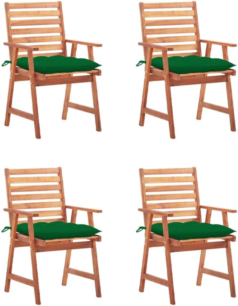 Patio Dining Chairs 4 pcs with Cushions Solid Acacia Wood, Wooden Dining Chairs Set with Cushions for Outdoor Dining Outdoor Furniture, Outdoor Chairs