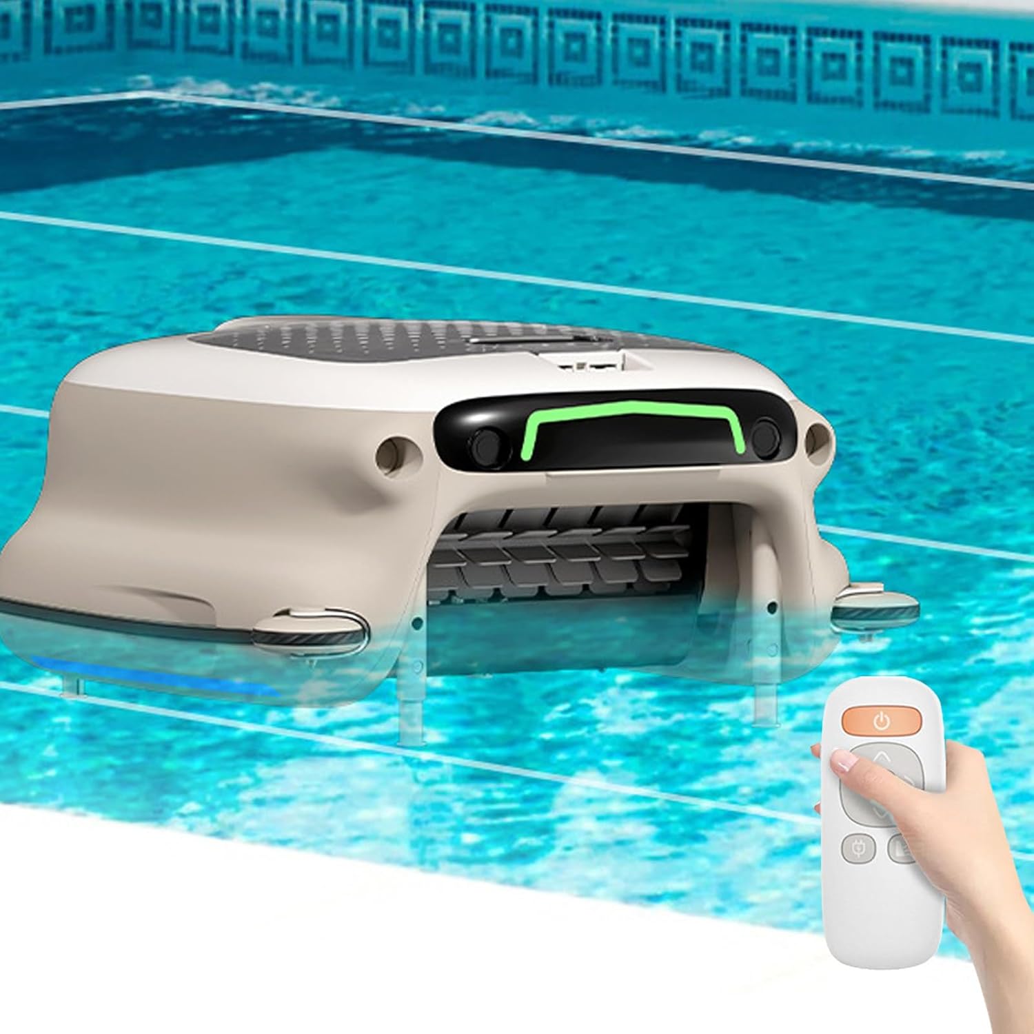 Robotic Pool Cleaner, Cordless Automatic Pool Cleaning Robot, with 7800mAh Battery, Quick Charge 3H, 5-6H Cleaning
