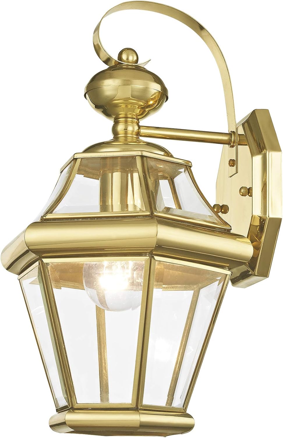 Livex Lighting 2161-02 Outdoor Wall Lantern with Clear Beveled Glass Shades, Polished Brass