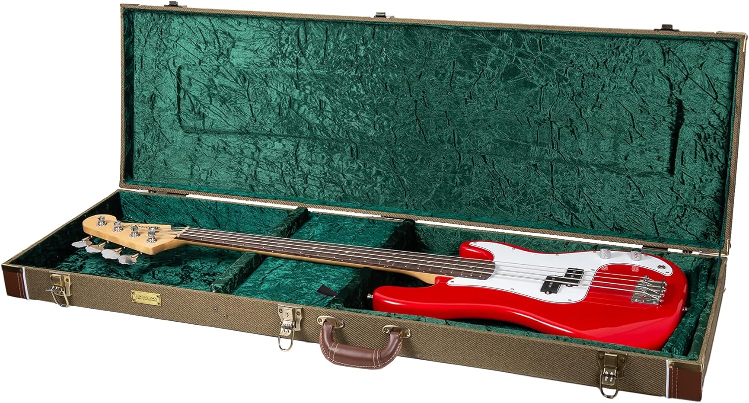 Crossrock Vintage style wood case fits Precision Bass Style Guitars-Green(CRW700BGN)