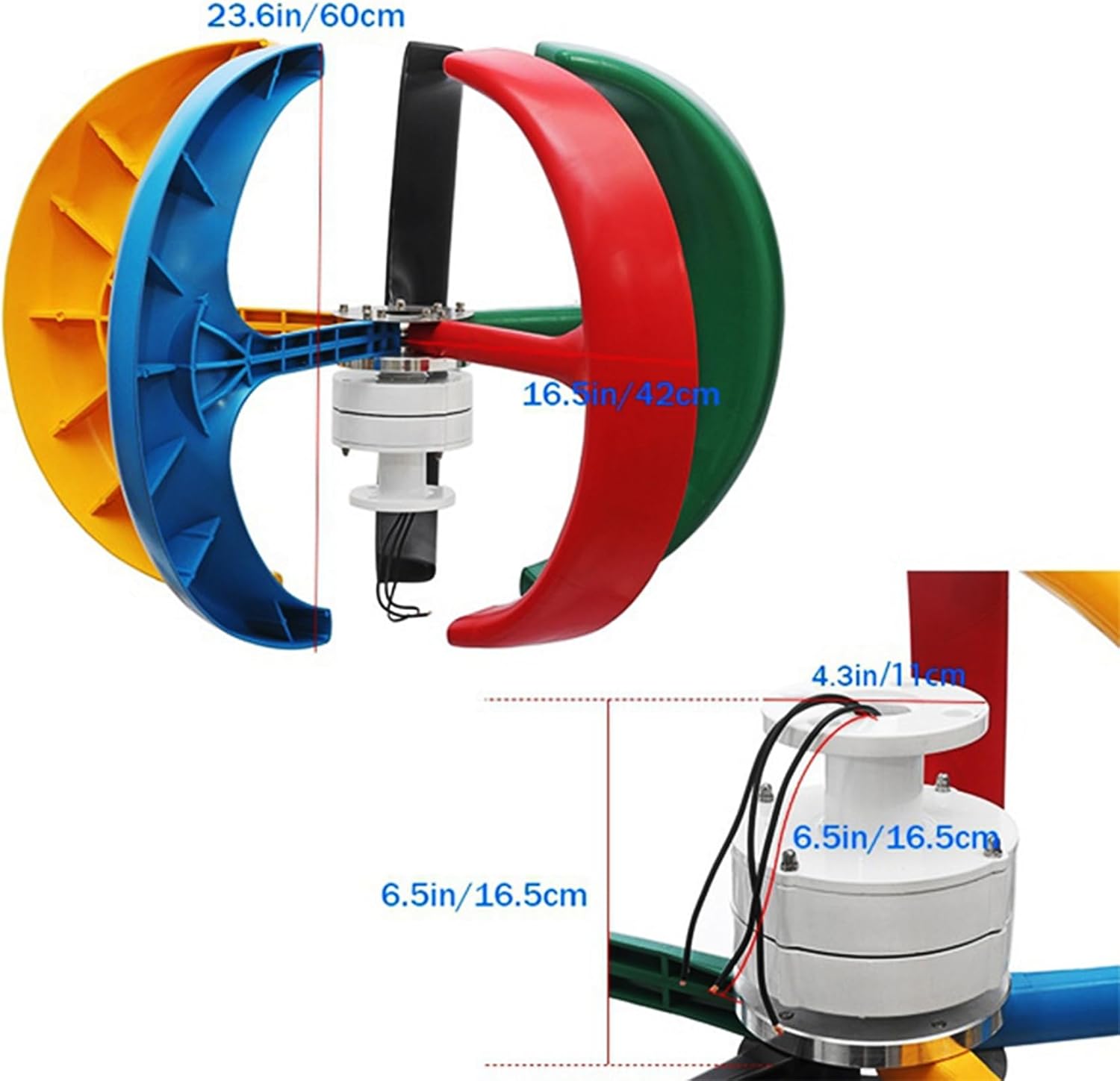 16000W 12V/24V/48V Vertical Maglev Wind Turbine Generator, with Controller MPPT for Marine, Windmill Generator Suit for Hybrid Solar Wind System