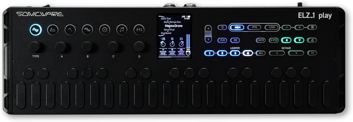 ELZ_1 play V2 Launch Edition incl. Case [Portable Synthesizer] 18 Synth Engines, 48 Effects, 4-Track Looper, Sequencer, Built-in Stereo Speakers, Battery-Powered, Original Waldorf Wavetables