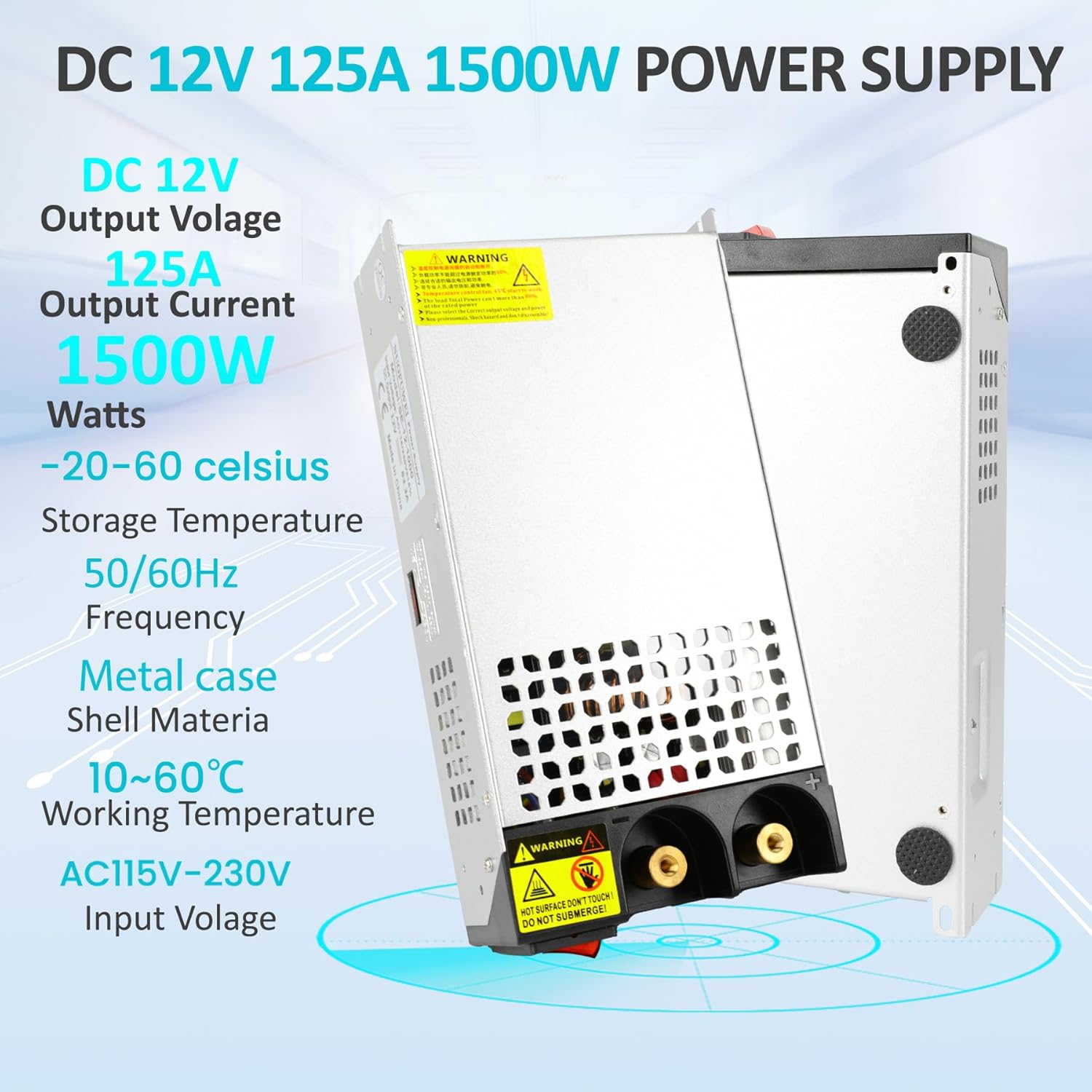 DC 12V 125A 1500W Power Supply 110V AC to 12V DC Converter Power Supply Adapter 125A 1500W Transformer for Motor Pump CCTV Security Camera Car Stereo 3D Printer