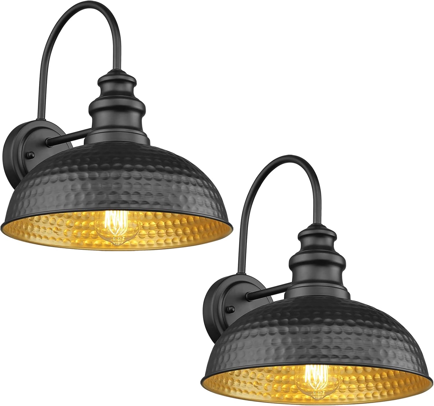 Farmhouse Outdoor Barn Light Fixtures, 12 Inch Dome Exterior Wall Lights, Rustic Outdoor Wall Sconces Outside Wall Mount Lantern with Bead Shape for Home, Porch, Garage, Doorway