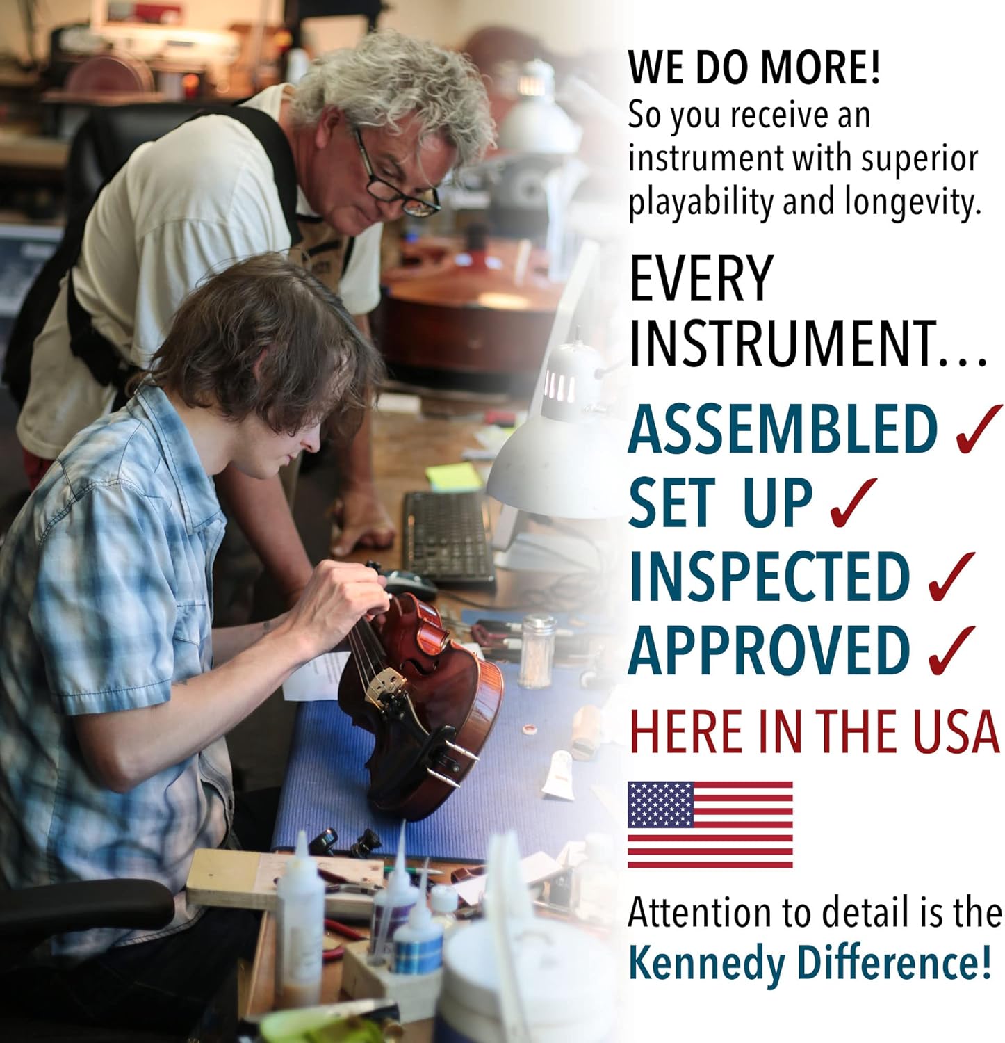 Kennedy Violins Louis Carpini G2 Violin Outfit CLEARANCE Carrying Case and Accessories Included - Solid Maple Wood and Ebony Fittings (1/8)