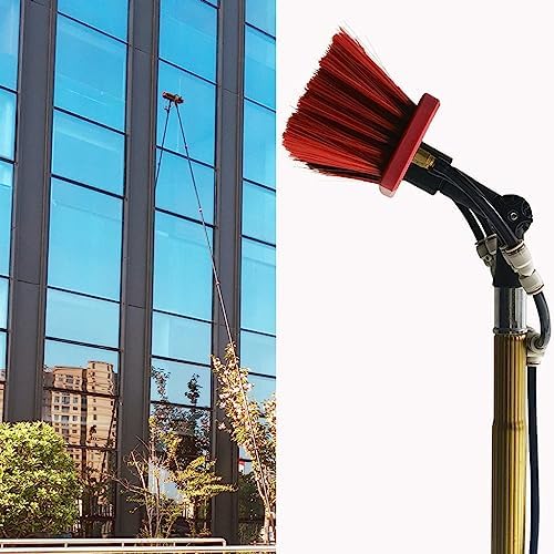 Glass Cleaning Brush Household Water Supply Telescopic Pole Kit Solar Panel Rotating Brush Solar Photovoltaic Panels，Telescopic Window Cleaner Pole 3-9M Adjustable Brush