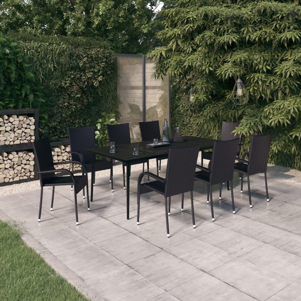 9 Piece Patio Dining Set Black,Versatile Patio Dining Set for Outdoor Comfort and Dining Enjoyment Furniture Sets for Patio, Lawn & Garden