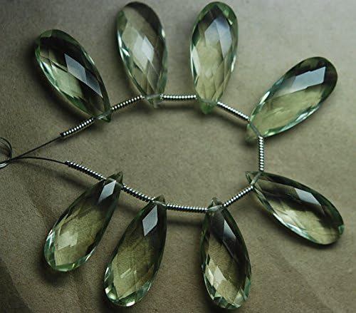 2 pcs,super rare green amethyst faceted extra large long pear briolettes calibrated size 20x8mm
