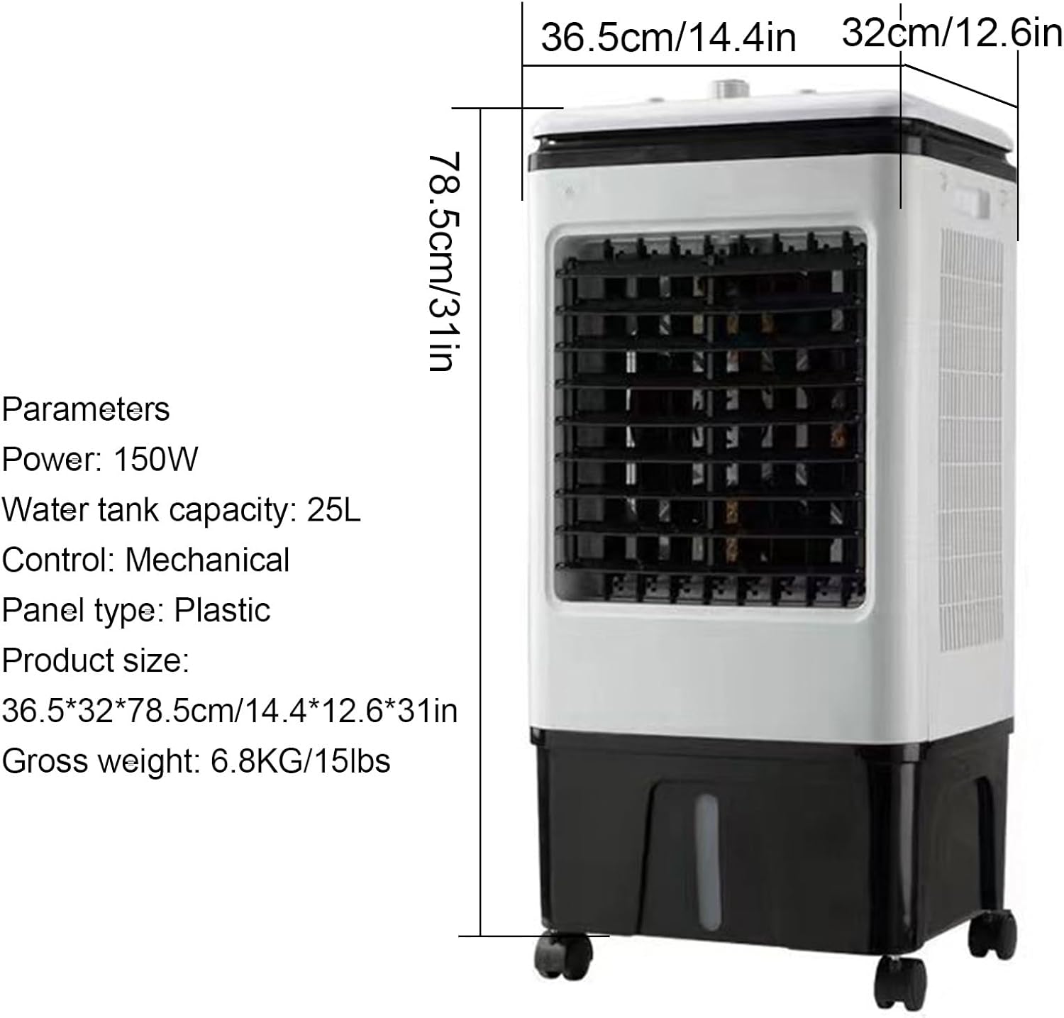 Swamp Cooler, Portable Windowless Air Conditioner, Evaporative Air Cooler w/ 6.6 gal Water Tank, 120°Oscillation, 8 H Timer, 3 Speeds, for Backyard, Garage, Patio, Indoor