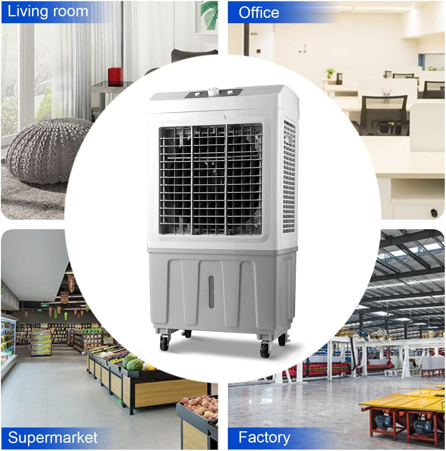 Evaporative Air Cooler, Swamp Cooler Air Conditioner, 120° Oscillation Swamp Cooler, 3 Wind Speeds for Outdoor Indoor Use