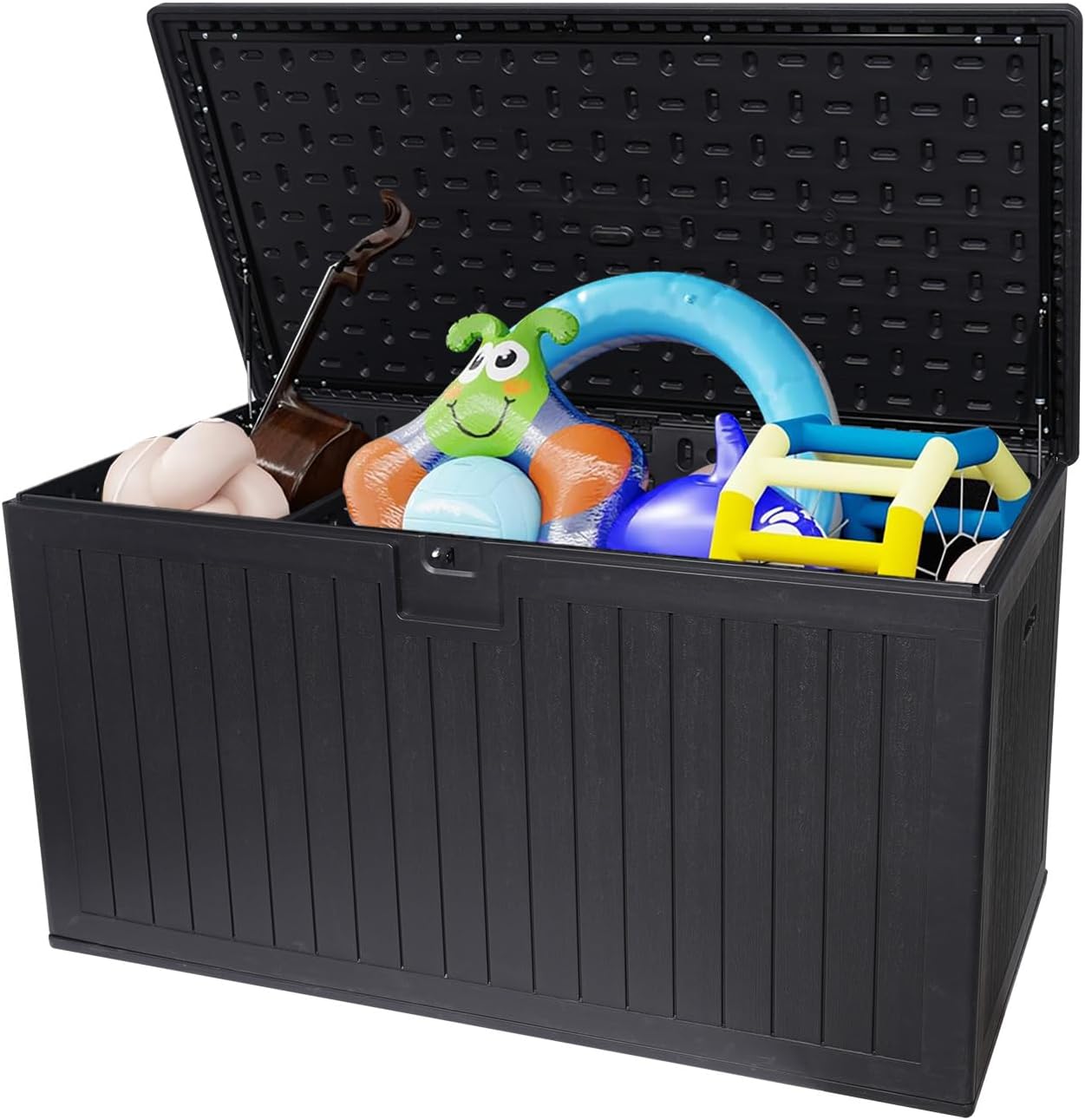 230 Gallon Resin Deck Box Outdoor Waterproof Storage with Lockable Lid for Patio Furniture Pool Accessories Garden Tools Extra Large 230-Gal Capacity